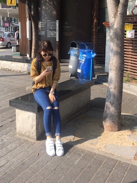 「A land（エーランド）のアイテム（パンツ）」を使った、linaさん（レディース・157cm）の秋コーディネート