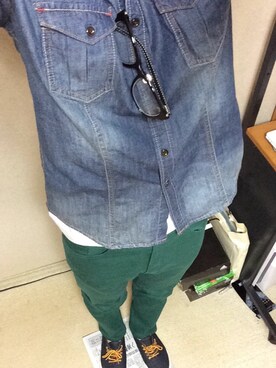 「THE SHOP TK （ザ ショップ ティーケー ）のアイテム（その他パンツ、グリーン系）」を使った、BIGBANGさん（メンズ・177cm）の夏コーディネート
