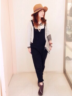「hat」｜「アイテム（サロペット/オーバーオール）」を使った、mriさん（レディース・156cm）の秋コーディネート