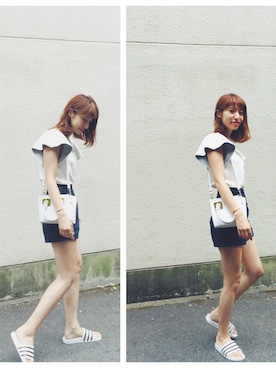 「LILY BROWN（リリーブラウン）のアイテム（パンツ）」を使った、ヤマサキ サオリさん（レディース・169cm）の夏コーディネート