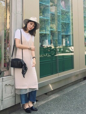 「ハグマグ」｜「アイテム（アクセサリー）」を使った、ヤマサキ サオリさん（レディース・169cm）の夏コーディネート