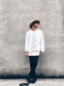 「ノーカラージャケット」｜「アイテム（ダウンジャケット/コート）」を使った、KOJI(GARDEN CREW)さん（メンズ・170cm）の秋コーディネート