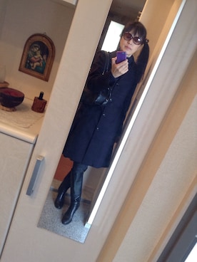 「COMME CA DU MODE（コムサデモード）のアイテム（ステンカラーコート）」を使った、masumiさん（レディース・167cm）の冬コーディネート
