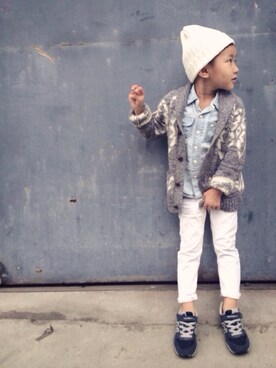 「カウチン」｜マディさん（キッズ・110cm）の秋コーディネート