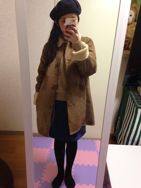 「Crisp（クリスプ）のアイテム（ムートンコート）」を使った、ちゃみさん（レディース・150cm）の冬コーディネート