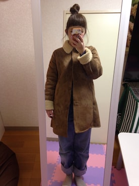 「Crisp（クリスプ）のアイテム（ムートンコート）」を使った、ちゃみさん（レディース・150cm）の冬コーディネート
