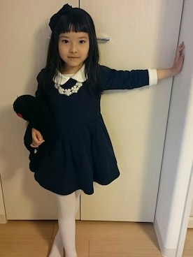 「白タイツ」｜「アイテム（雑貨/ホビー）」を使った、nicoさん（キッズ・120cm）の秋コーディネート