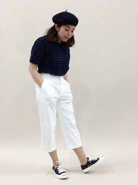 「ネイビー×黒」｜ぽんさん（レディース・158cm）の春コーディネート