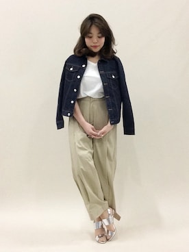 「RAY CASSIN（レイカズン）のアイテム（デニムジャケット）」を使った、ぽんさん（レディース・158cm）の春コーディネート