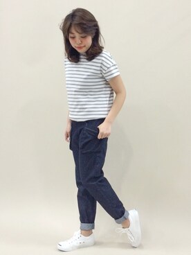 「orcival」｜「アイテム（サロペット/オーバーオール）」を使った、ぽんさん（レディース・158cm）の春コーディネート