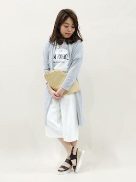 「白のワイドパンツ」｜ぽんさん（レディース・158cm）の春コーディネート