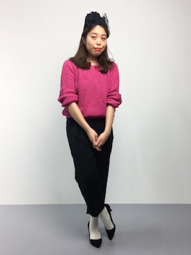 「ピンクニット」｜ぽんさん（レディース・158cm）の夏コーディネート