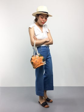 「SERENITY.STILLMOMENT（セレニティースティルモーメント）のアイテム（帽子）」を使った、ぽんさん（レディース・158cm）の夏コーディネート