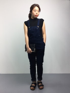 「ノースリーブニット」｜「アイテム（オールインワン・サロペット）」を使った、ぽんさん（レディース・158cm）の夏コーディネート