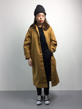 「ADAM ET ROPE'（アダムエロペ）のアイテム（ステンカラーコート）」を使った、ぽんさん（レディース・158cm）の夏コーディネート