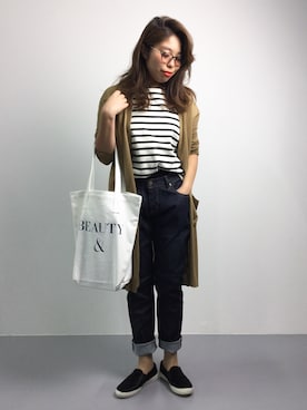 「she mo shelly（シーモシェリー）のアイテム」を使った、ぽんさん（レディース・158cm）の秋コーディネート