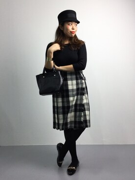 「リブニット」｜「アイテム（レインシューズ）」を使った、ぽんさん（レディース・158cm）の秋コーディネート