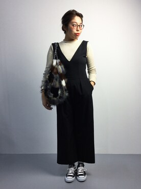 「Another Edition（アナザーエディション）のアイテム（つなぎ/オールインワン）」を使った、ぽんさん（レディース・158cm）の秋コーディネート