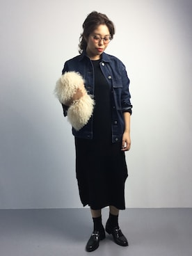 「ファークラッチ」｜「アイテム（ブルゾン）」を使った、ぽんさん（レディース・158cm）の秋コーディネート