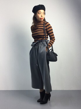 「PLAIN CLOTHING（プレーンクロージング）のアイテム（ハンチング/ベレー帽）」を使った、ぽんさん（レディース・158cm）の秋コーディネート