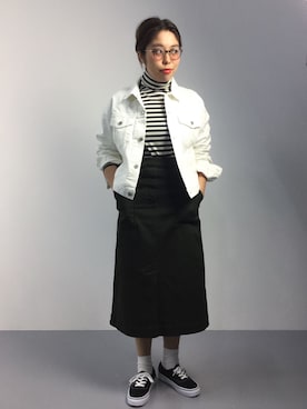「カーキスカート」｜「アイテム（その他アウター）」を使った、ぽんさん（レディース・158cm）の秋コーディネート