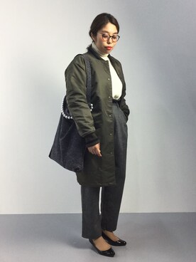 「ウェッジソール」｜「アイテム（その他アウター）」を使った、ぽんさん（レディース・158cm）の秋コーディネート