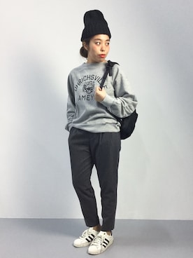 「one after another NICE CLAUP（ワンアフターアナザーナイスクラップ）のアイテム（ニットキャップ/ビーニー）」を使った、ぽんさん（レディース・158cm）の秋コーディネート