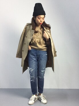 「one after another NICE CLAUP（ワンアフターアナザーナイスクラップ）のアイテム（ニットキャップ/ビーニー）」を使った、ぽんさん（レディース・158cm）の秋コーディネート