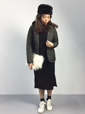 「キルトジャケット」｜「アイテム（ハンチング/ベレー帽）」を使った、ぽんさん（レディース・158cm）の秋コーディネート