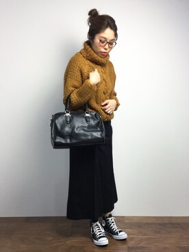 「Ameri（アメリ）のアイテム（ニット/セーター）」を使った、ぽんさん（レディース・158cm）の秋コーディネート