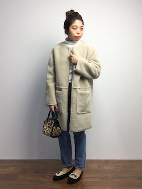 「Another Edition（アナザーエディション）のアイテム（ムートンコート）」を使った、ぽんさん（レディース・158cm）の冬コーディネート