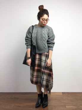 「abcdevol（エービーシーディーイーボル）のアイテム」を使った、ぽんさん（レディース・158cm）の冬コーディネート