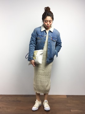 「ニコちゃん」｜「アイテム（ワンピース/ドレス）」を使った、ぽんさん（レディース・158cm）の冬コーディネート