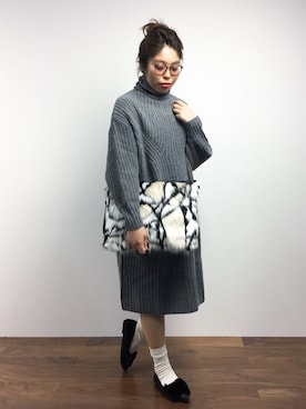 「Ameri（アメリ）のアイテム（ワンピース/ドレス）」を使った、ぽんさん（レディース・158cm）の冬コーディネート