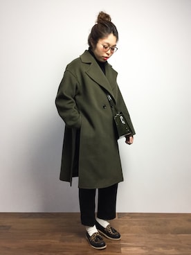 「タッセルシューズ」｜「アイテム（その他アウター）」を使った、ぽんさん（レディース・158cm）の冬コーディネート