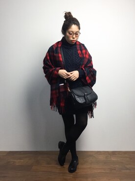 「TOPKAPI（トプカピ）のアイテム（ショルダーバッグ）」を使った、ぽんさん（レディース・158cm）の冬コーディネート