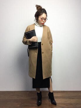 「Khaju（カージュ）のアイテム（その他アウター）」を使った、ぽんさん（レディース・158cm）の冬コーディネート