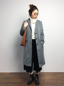 「SHARE PARK（シェアパーク）のアイテム（チェスターコート）」を使った、ぽんさん（レディース・158cm）の冬コーディネート