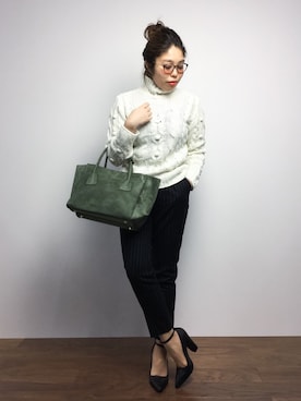 「CLANE（クラネ）のアイテム（スラックス）」を使った、ぽんさん（レディース・158cm）の冬コーディネート