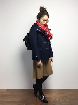 「Heather（ヘザー）のアイテム（ダッフルコート）」を使った、ぽんさん（レディース・158cm）の冬コーディネート
