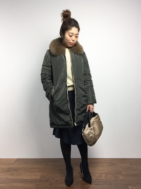 「URBAN RESEARCH ROSSO WOMEN（アーバンリサーチ　ロッソ）のアイテム（ダウンジャケット/コート）」を使った、ぽんさん（レディース・158cm）の冬コーディネート