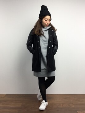 「ジャックパーセル」｜「アイテム（スタジャン）」を使った、ぽんさん（レディース・158cm）の冬コーディネート