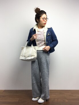 「Lee（リー）のアイテム（ライダースジャケット）」を使った、ぽんさん（レディース・158cm）の冬コーディネート