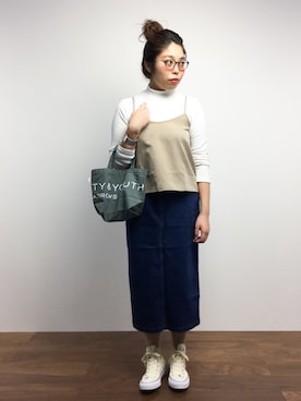 「Ameri（アメリ）のアイテム（スカート）」を使った、ぽんさん（レディース・158cm）の冬コーディネート