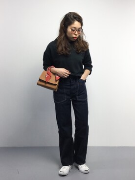 「LIMITLESS LUXURY（リミットレスラグジュアリー）のアイテム（Tシャツ/カットソー）」を使った、ぽんさん（レディース・158cm）の冬コーディネート
