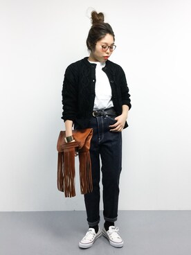 「Scye（サイ）のアイテム（パンツ）」を使った、ぽんさん（レディース・158cm）の冬コーディネート