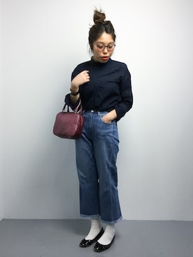 「Carlie e felice（カーリーエフェリーチェ）のアイテム（シューズ）」を使った、ぽんさん（レディース・158cm）の冬コーディネート