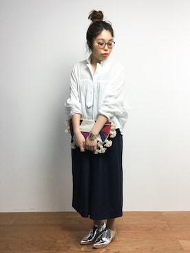 「シルバー」｜「アイテム（ブーティ）」を使った、ぽんさん（レディース・158cm）の冬コーディネート