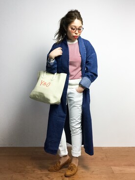 「Ameri（アメリ）のアイテム（デニムジャケット）」を使った、ぽんさん（レディース・158cm）の冬コーディネート