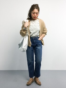 「LUC DNM （ラックデニム）のアイテム」を使った、ぽんさん（レディース・158cm）の冬コーディネート